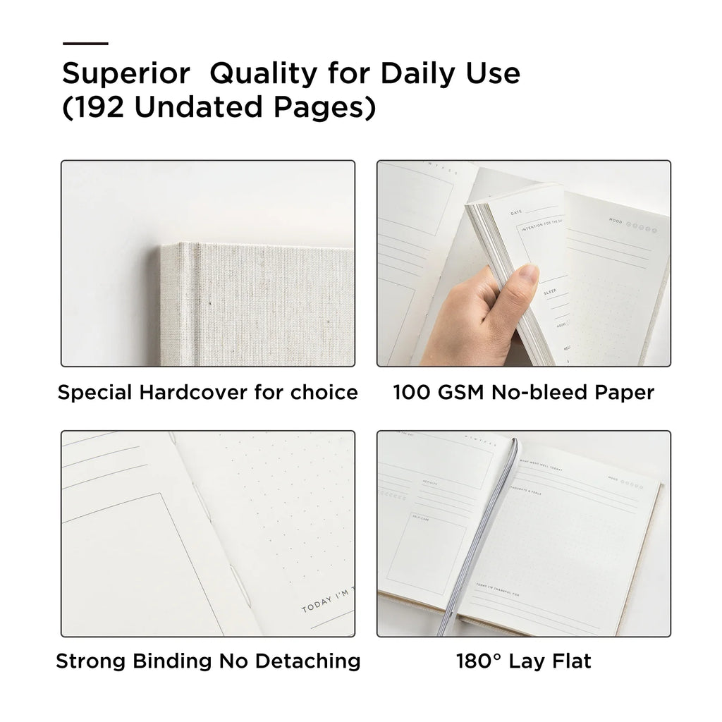 Wellness Journal, 6.5"X 8", 91 Days Undated Self-Care Mental Health Journal, Guided Prompts for Reflection (Green)