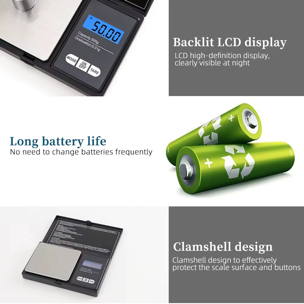 0.01G Jewelry Mini Stainless Steel Electronic Scale Digital Pocket Scale Gold Gram Balance Weight Scale Portable Pocket Scale