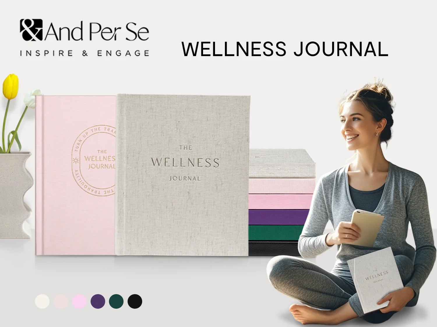 Wellness Journal, 6.5"X 8", 91 Days Undated Self-Care Mental Health Journal, Guided Prompts for Reflection (Green)