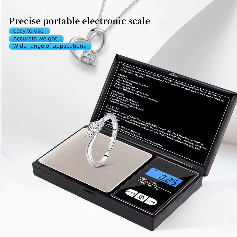 0.01G Jewelry Mini Stainless Steel Electronic Scale Digital Pocket Scale Gold Gram Balance Weight Scale Portable Pocket Scale